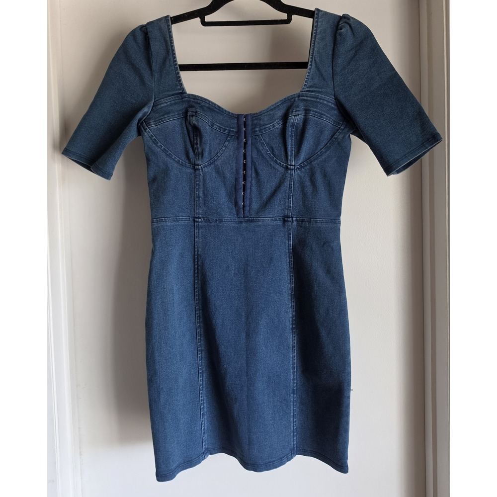 NWT Kittenish Blue Dress Size S Short Sleeve Scoop Neck Mini Casual Sundress